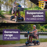 EQUIPMED Mobility Scooter Electric Motorised 4 Wheel Power Portable Folding - Low Angle