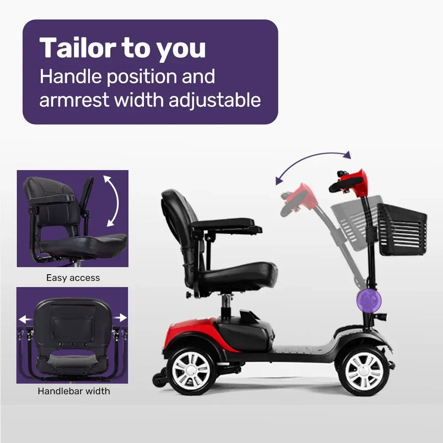 EQUIPMED Mobility Scooter Electric Motorised Power Portable 4 Wheel Folding