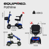 EQUIPMED Electric Mobility Scooter For Elderly Motorized Riding Older Adults Aid Portable E-Scooter - Close-Up Angle