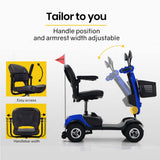EQUIPMED Electric Mobility Scooter For Elderly Motorized Riding Older Adults Aid Portable E-Scooter - Low Angle