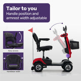 EQUIPMED Mobility Scooter For Elderly Motorized Electric Older Adults 4 Riding - Low Angle