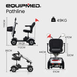 EQUIPMED Mobility Scooter Electric Motorized Ride On E-Scooter for Elderly Older Adult Handicap Aid - Close-Up Angle