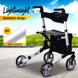 EQUIPMED Rollator Walking Frame Walker Foldable Seat Mobility Aid Aluminium - Front View