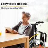 EQUIPMED 24 Inch Portable Folding Wheelchair 24 Mobility Wheel Chair Alloy, Senior Elderly Aid - 45-Degree Angle