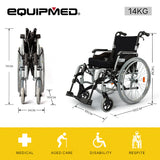 EQUIPMED 24 Inch Portable Folding Wheelchair 24 Mobility Wheel Chair Alloy, Senior Elderly Aid - Rear View