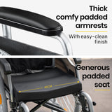 EQUIPMED 24 Inch Portable Folding Wheelchair 24 Mobility Wheel Chair Alloy, Senior Elderly Aid - Extra Image