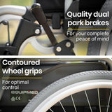 EQUIPMED 24 Inch Portable Folding Wheelchair 24 Mobility Wheel Chair Alloy, Senior Elderly Aid - Extra Image