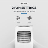 CARSON Portable Air Conditioner Mobile Fan Cooler Cooling Dehumidifier 9000BTU - 45-Degree Angle