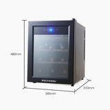 POLYCOOL 33L 12 Bottle Wine Bar Fridge Countertop Cooler Compressor Mirrored Glass Door, Black - Rear View