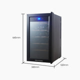 POLYCOOL 47L 18 Bottle Wine Bar Fridge Countertop Cooler Compressor Mirrored Glass Door, Black - Rear View