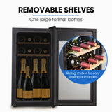 POLYCOOL 47L 18 Bottle Wine Bar Fridge Countertop Cooler Compressor Mirrored Glass Door, Black - Extra Image