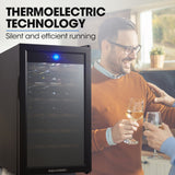 POLYCOOL 72L 28 Bottle Wine Bar Fridge Countertop Cooler Compressor Mirrored Glass Door, Black - Side View