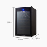 POLYCOOL 72L 28 Bottle Wine Bar Fridge Countertop Cooler Compressor Mirrored Glass Door, Black - Rear View