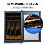 POLYCOOL 72L 28 Bottle Wine Bar Fridge Countertop Cooler Compressor Mirrored Glass Door, Black - Extra Image