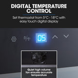 POLYCOOL 95L 34 Bottle Wine Bar Fridge Underbench Cooler Compressor Glass Door, Black - Top-Down View