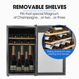 POLYCOOL 95L 34 Bottle Wine Bar Fridge Underbench Cooler Compressor Glass Door, Black - Extra Image