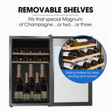 POLYCOOL 34 Bottle Wine Bar Fridge, Under Bench, Glass Door w/ Stainless Steel Frame, Sliding Shelves, Silver - Extra Image