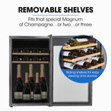 POLYCOOL 128L 51 Bottle Wine Bar Fridge Underbench Cooler Compressor Glass Door, Black - Extra Image