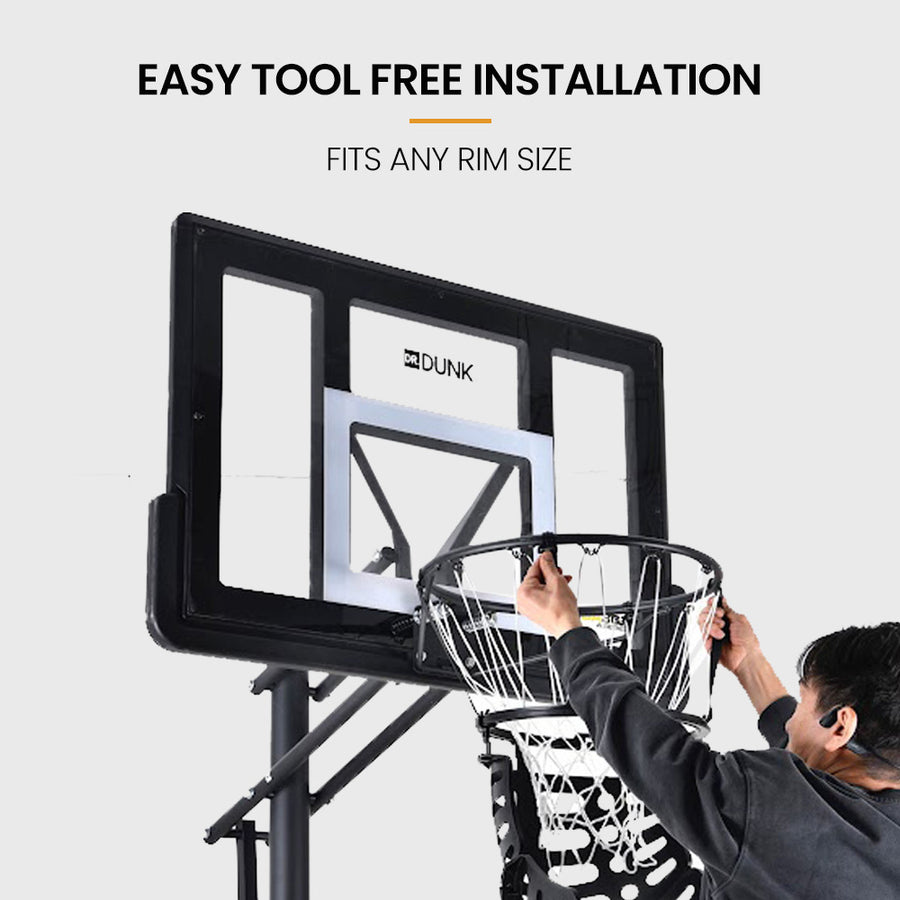 DR. DUNK Basketball Return System, with 360 Degree Universal Attachment