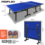 Proflex Table Tennis Table, with 4 Player Ping Pong Paddle and Pingpong Ball Pack - Front View