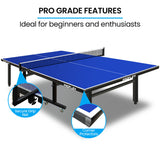 Proflex Table Tennis Table, with 4 Player Ping Pong Paddle and Pingpong Ball Pack - Top-Down View