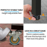 Proflex Premium Outdoor Table Tennis Table, with 4 Player Ping Pong Paddle and Pingpong Ball Pack - Close-Up Angle