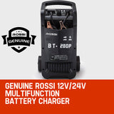 ROSSI 280 Amp Car Battery Charger, 12v/24v Jump Starter, for ATV Boat Truck Tractor, 15A Plug - Front View