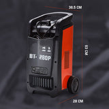 ROSSI 280 Amp Car Battery Charger, 12v/24v Jump Starter, for ATV Boat Truck Tractor, 15A Plug - Rear View