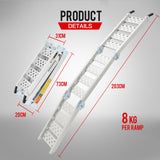 BULLET 2 x 2M Loading Ramp Aluminium Folding ATV Quad Bike Golf Buggy Pair Ramps - Rear View