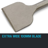 Baumr-AG 100mm Extra Wide Flat Tile Lifter Jackhammer Chisel Bit, 30mm x 410mm - Front View