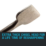 Baumr-AG 100mm Extra Wide Flat Tile Lifter Jackhammer Chisel Bit, 30mm x 410mm - Side View