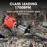 Baumr-AG 2200W Pro-Grade Electric Demolition Jackhammer, with 3 Bonus Chisels, Carry Case - Front View