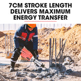 Baumr-AG 2300W Pro-Grade Electric Demolition Jackhammer, with 3 Bonus Chisels, Carry Case - Top-Down View