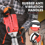 Baumr-AG 2300W Pro-Grade Electric Demolition Jackhammer, with 3 Bonus Chisels, Carry Case - Close-Up Angle