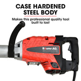 Baumr-AG 2400W Pro-Grade Electric Demolition Jackhammer, with 3 Bonus Chisels, Carry Case - Low Angle