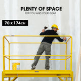 Baumr-AG 1.9 x 0.8 x 1.8m Adjustable Mobile Scaffold Platform, Guard Rail, Outrigger Wheel Set, Trapdoor Hatch - Side View