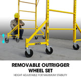 Baumr-AG 1.9 x 0.8 x 1.8m Adjustable Mobile Scaffold Platform, Guard Rail, Outrigger Wheel Set, Trapdoor Hatch - Extra Image
