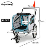 TAG-ALONG Pet & Cargo Jogger Bike Trailer, Pull Behind Bicycle Trailer Carrier Stroller, Blue - Front View