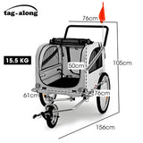 TAG-ALONG Pet & Cargo Jogger Bike Trailer, Pull Behind Bicycle Trailer Carrier Stroller, Grey - Front View
