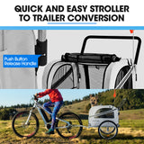 TAG-ALONG Pet & Cargo Jogger Bike Trailer, Pull Behind Bicycle Trailer Carrier Stroller, Grey - Rear View