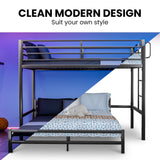 KINGSTON SLUMBER Single Loft Bed And Double Underbed, Multifunctional, Space Saving with Fixed Ladder, Matte Dark Grey - Rear View