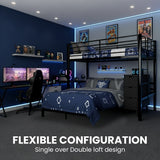 KINGSTON SLUMBER Metal Single Loft Bed And Double Underbed Frame, Multifunctional, Space Saving with - Front View