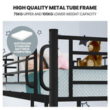 Kingston Slumber 2in1 King Single Metal Bunk Bed Frame, with Modular Design, Dark Matte Grey - Side View