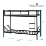 Kingston Slumber 2in1 King Single Metal Bunk Bed Frame, with Modular Design, Dark Matte Grey - Low Angle