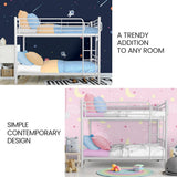 KINGSTON SLUMBER 2in1 King Single Metal Bunk Bed Frame, with Modular Design, Matte White - Front View