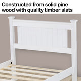 KINGSTON SLUMBER Single Wooden Bed Frame, Bedroom Furniture for Kids and Adults - Side View