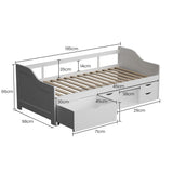 Kingston Slumber Wooden Single Sofa Bed Frame with Storage Drawers - White - Front View