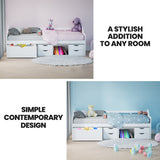 Kingston Slumber Wooden Single Sofa Bed Frame with Storage Drawers - White - Side View