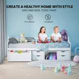 Kingston Slumber Wooden Single Sofa Bed Frame with Storage Drawers - White - Close-Up Angle