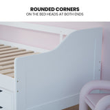 Kingston Slumber Wooden Single Sofa Bed Frame with Storage Drawers - White - Extra Image